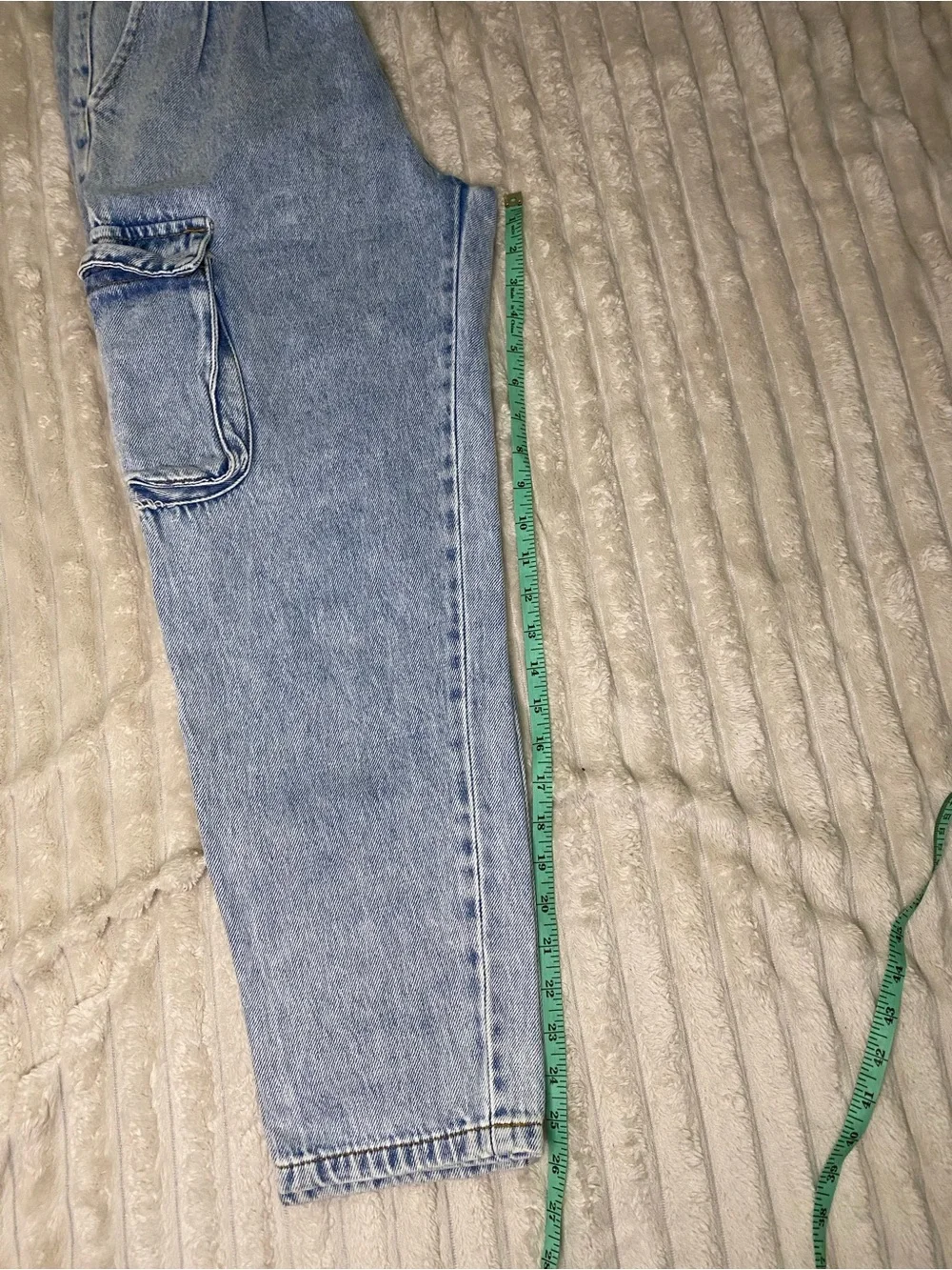 Signature8 Light Blue Denim Cargo Jeans With Adjustable Waist Size S 25